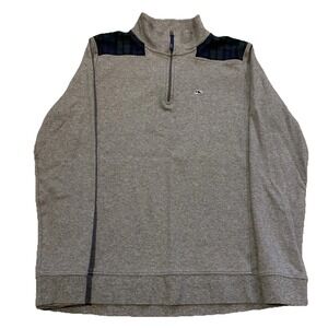 Vineyard Vines Sweatshirt Women's Medium 1/4 Zip Pull Over Gray Plaid Shoulders